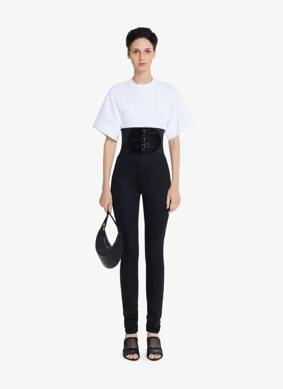 HIGH-RISE SKINNY DENIM JEANS ALAÏA BLACK HIGH-RISE SKINNY DENIM JEANS